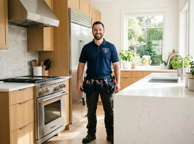 Appliance Repair Hero technician in a Beverly Hills, CA kitchen after an appliance repair